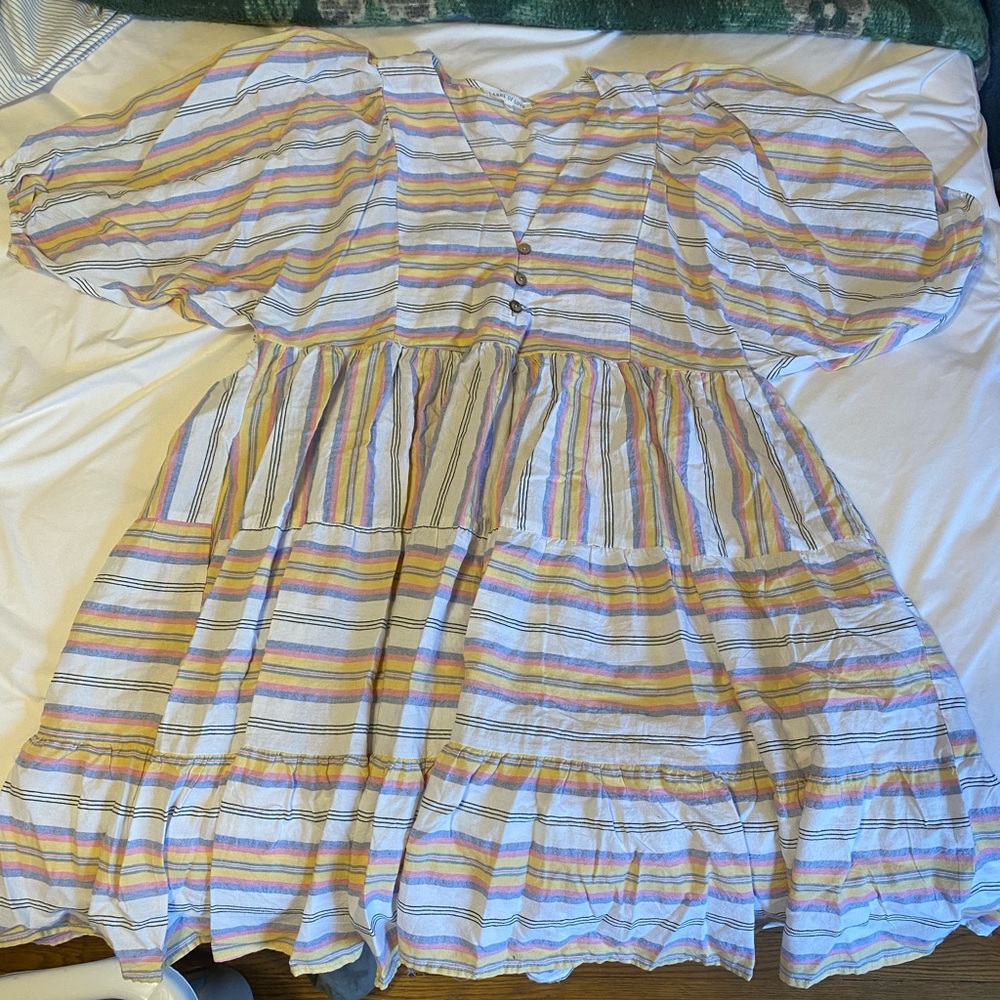 NEW Striped Multicolor Puff Sleeve Dress